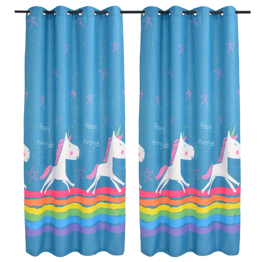 Rideau occultant imprimé pour enfants 2 pcs 140 x 240 cm Bleu