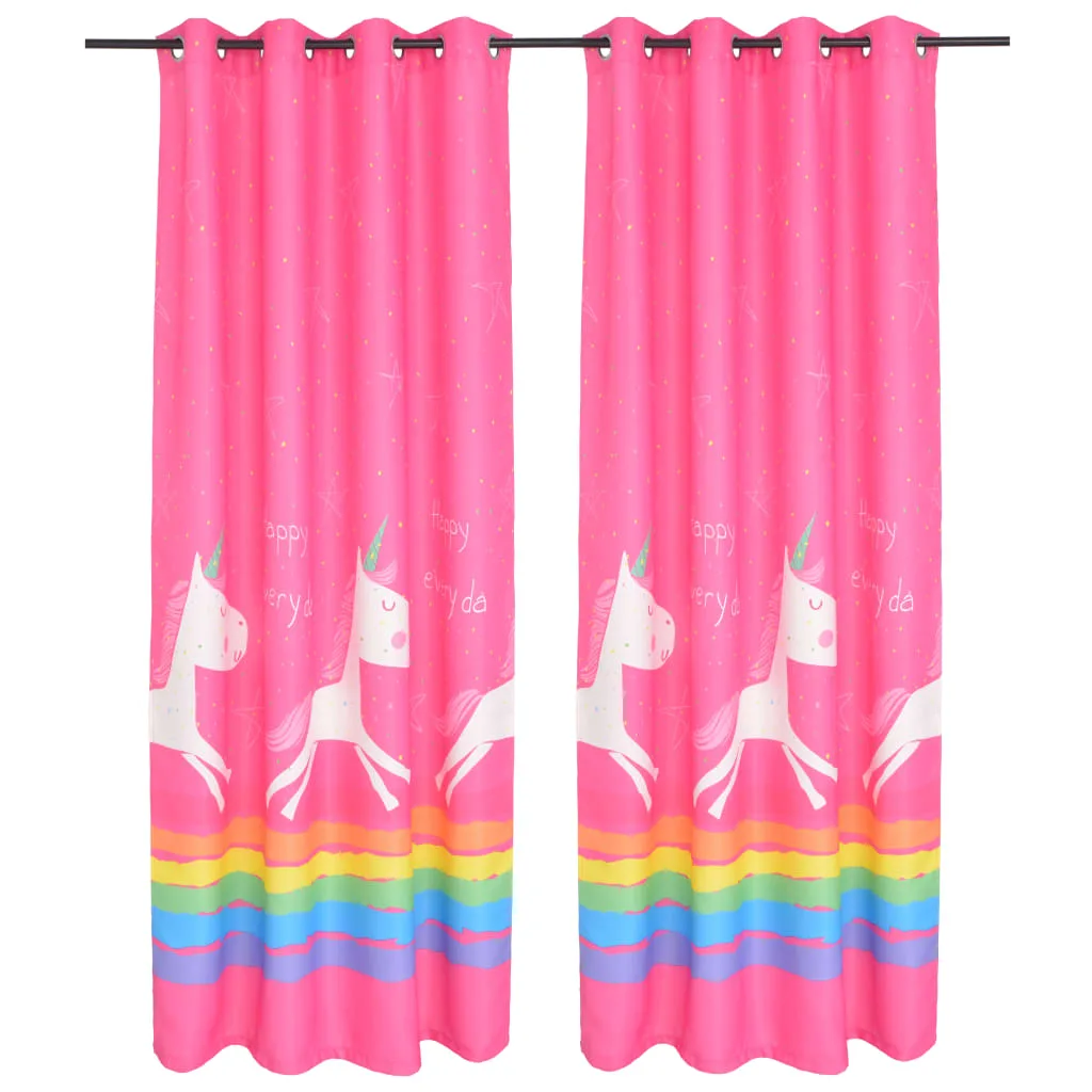Rideau occultant imprimé enfants 2 pcs 140×240 cm rose