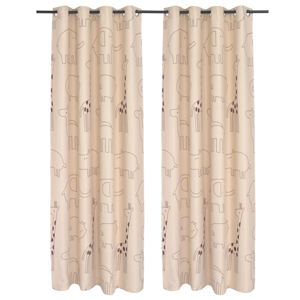 Rideau occultant enfants 140×240 cm beige imprimé animaux