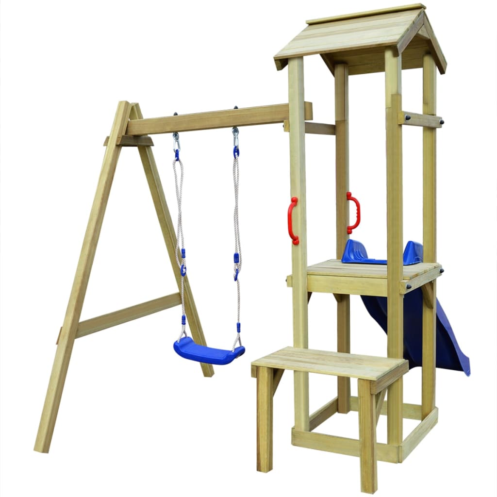 Aire de Jeu Toboggan Balançoire Pin 228x168x218 cm Jardin