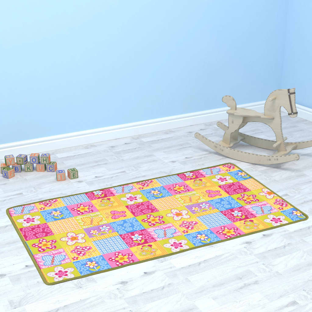 Tapis de jeu enfant 133×180 cm Poil à boucle Papillon
