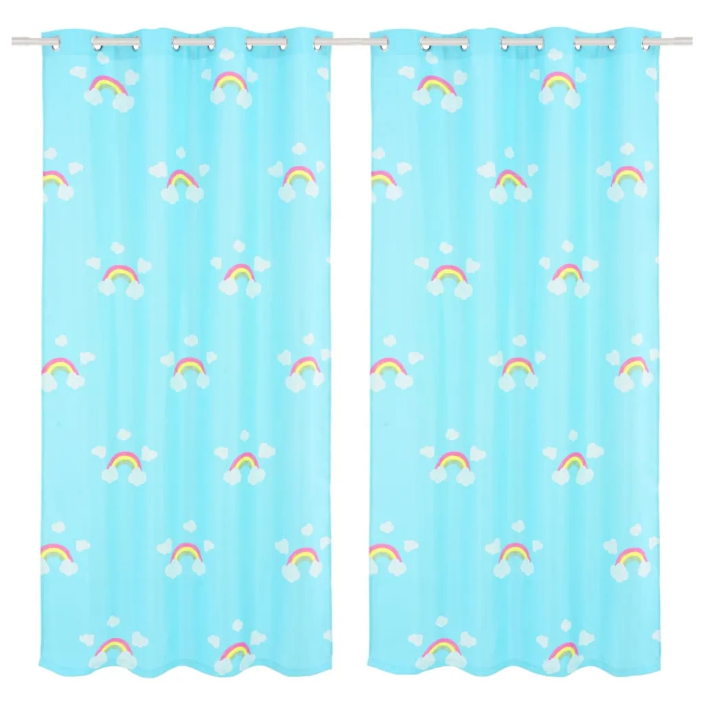 Rideau occultant imprimé enfant 2pcs 140x240cm Arc-en-ciel Bleu
