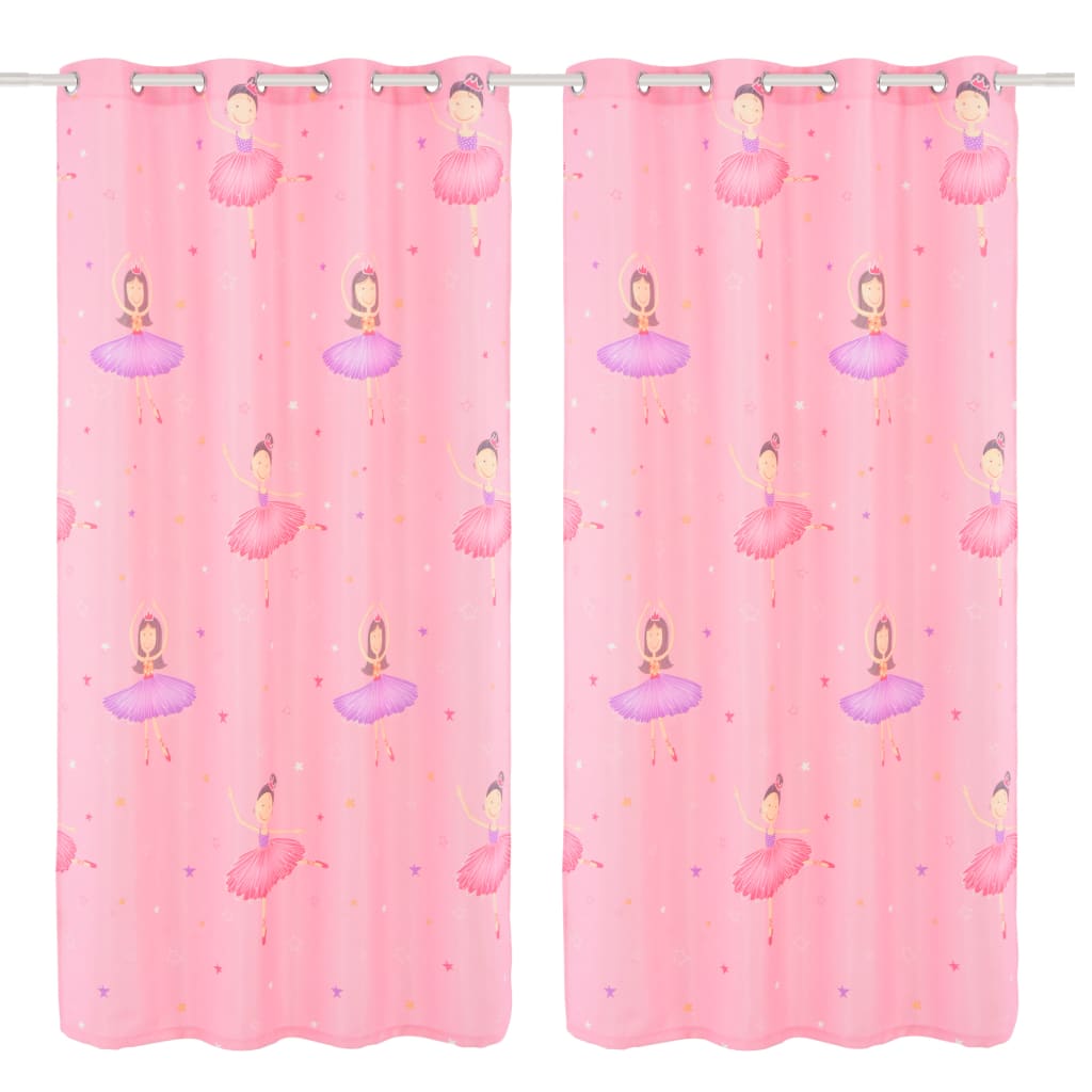 Rideau occultant ballerine enfants 140×240 cm rose tissu