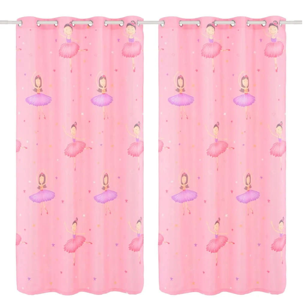 Rideau occultant ballerine enfants 140×240 cm rose tissu