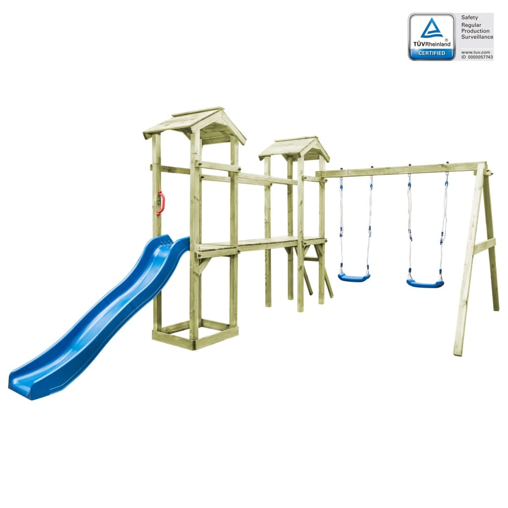Maisonnette Toboggan Balançoire Bois Jardin 252x432x218cm