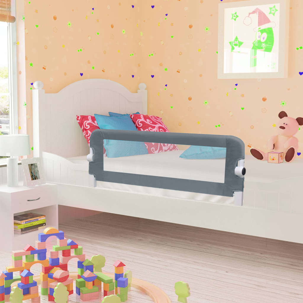 Barrière de Lit Enfant Gris 102×42 cm Polyester Durable