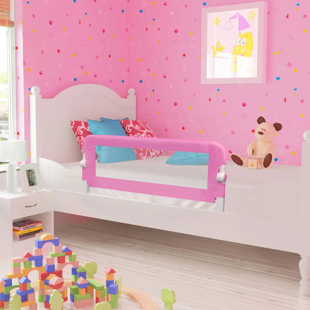 Barrière lit enfant rose 120x42cm sécurité polyester rabattable