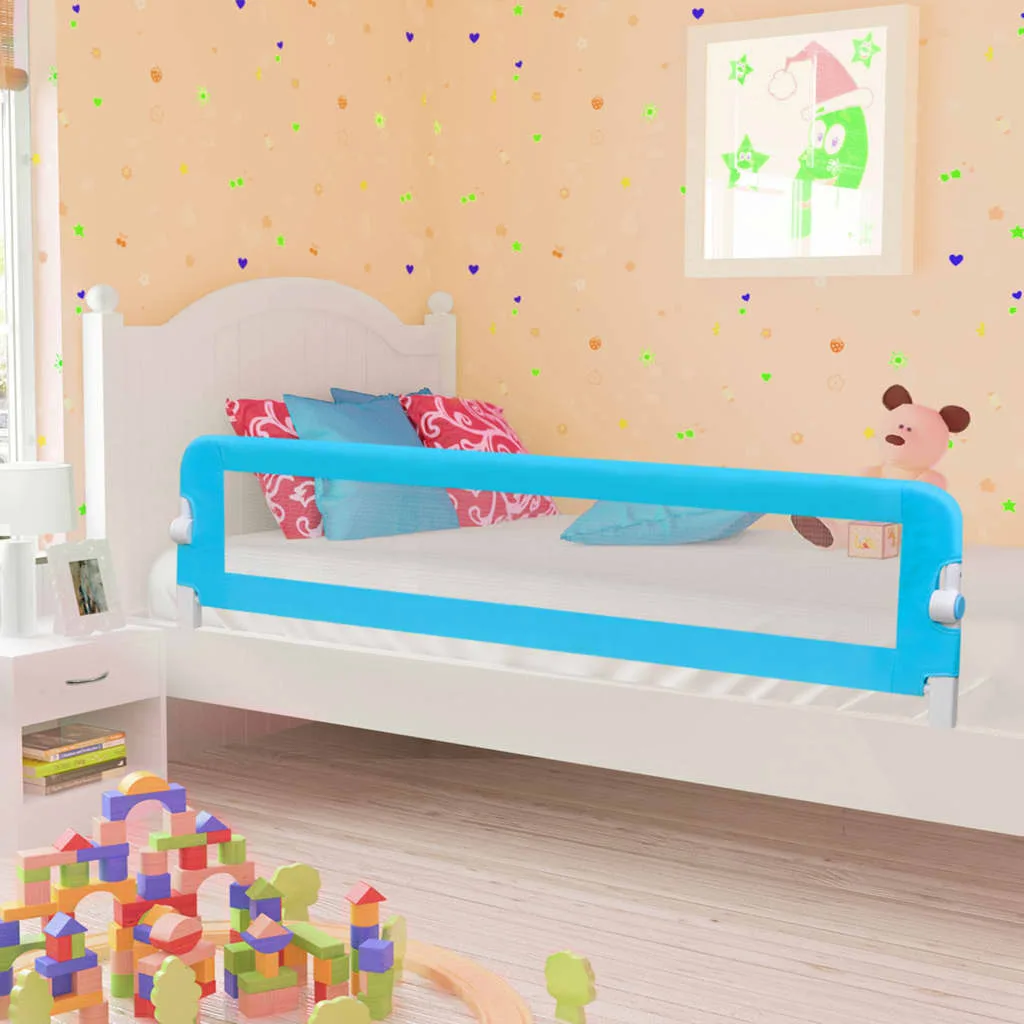 Barrière lit enfant 180×42 cm polyester anti-chute bleue