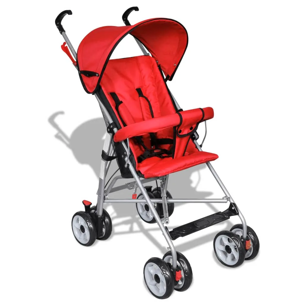 Poussette Bébé Rouge Légère Pliante Canette UV Ajustable