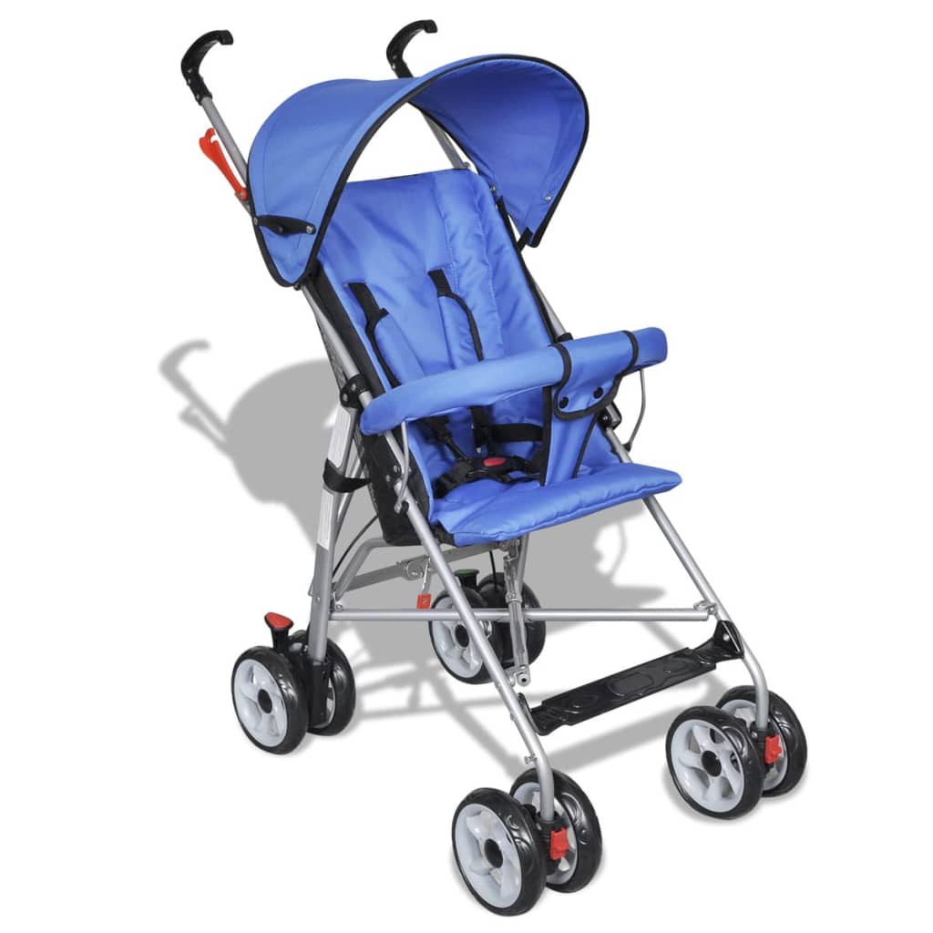 Poussette Bébé Bleue Légère Pliable Sécurité 15 kg