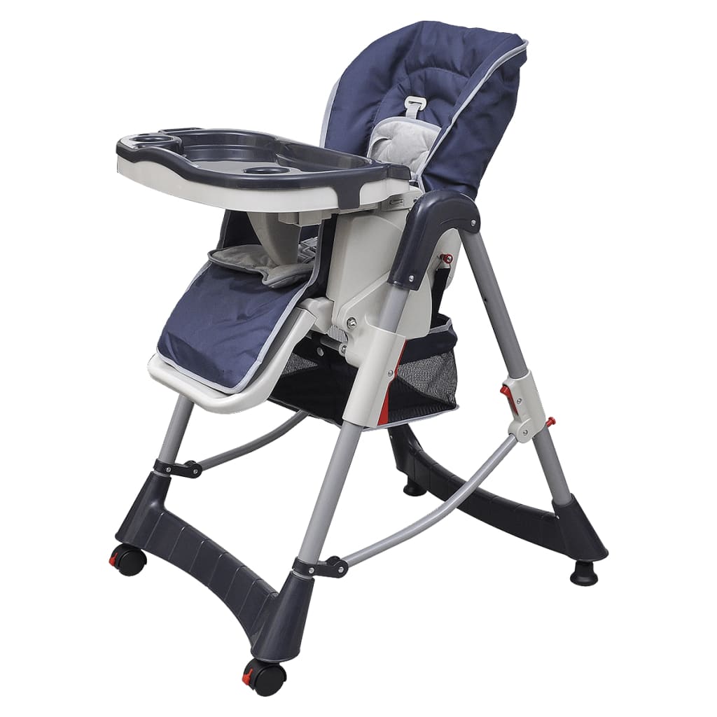 Chaise haute bébé deluxe bleu foncé hauteur réglable 5 points