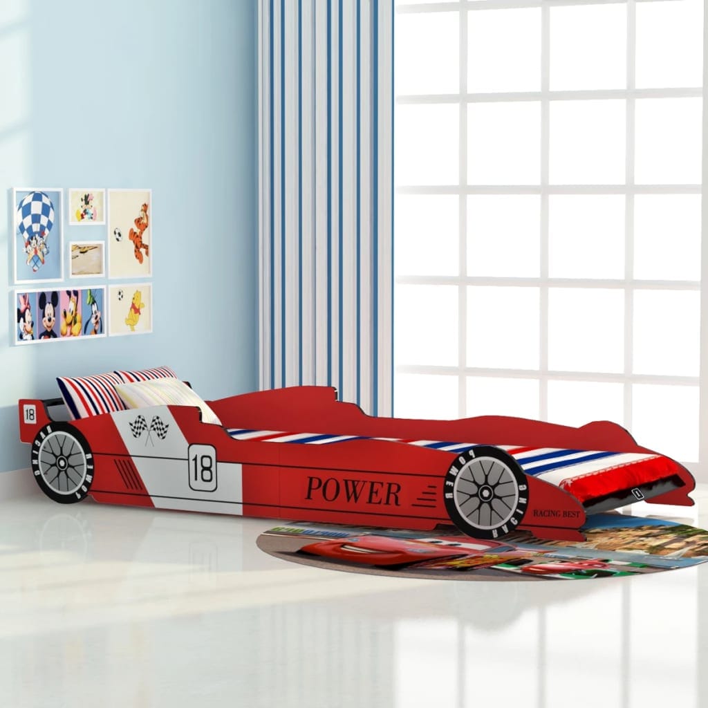 Lit Voiture Enfants 90×200 Rouge – Design Course et Sécurité
