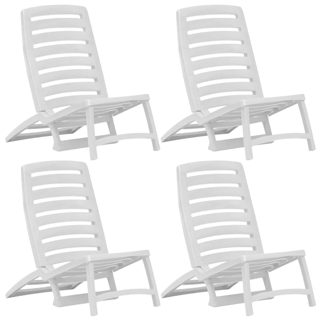 Chaise plage pliable enfants 4pcs blanc plastique extérieur