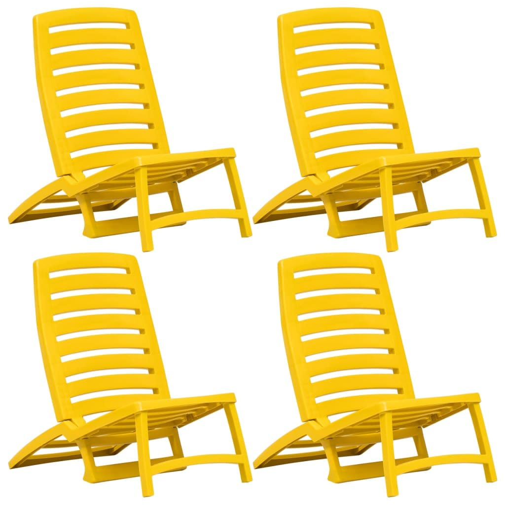 Chaise de plage pliable pour enfants 4 pièces plastique jaune