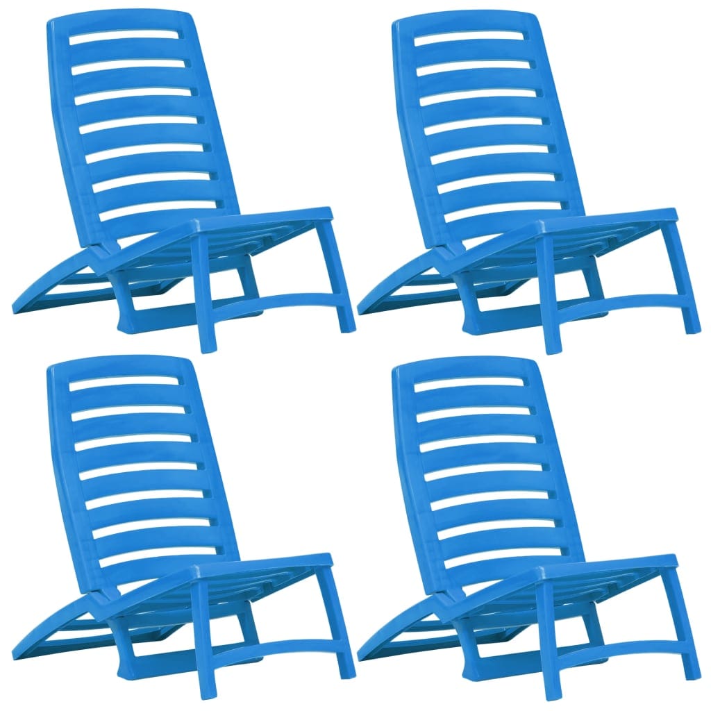 Chaise plage enfant pliable 4 pcs plastique bleu siège confort