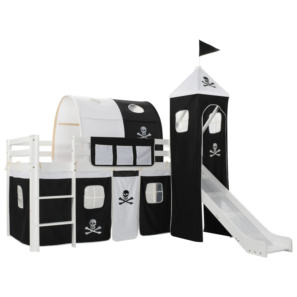 Lit Mezzanine Enfant Pirate avec Toboggan et Échelle