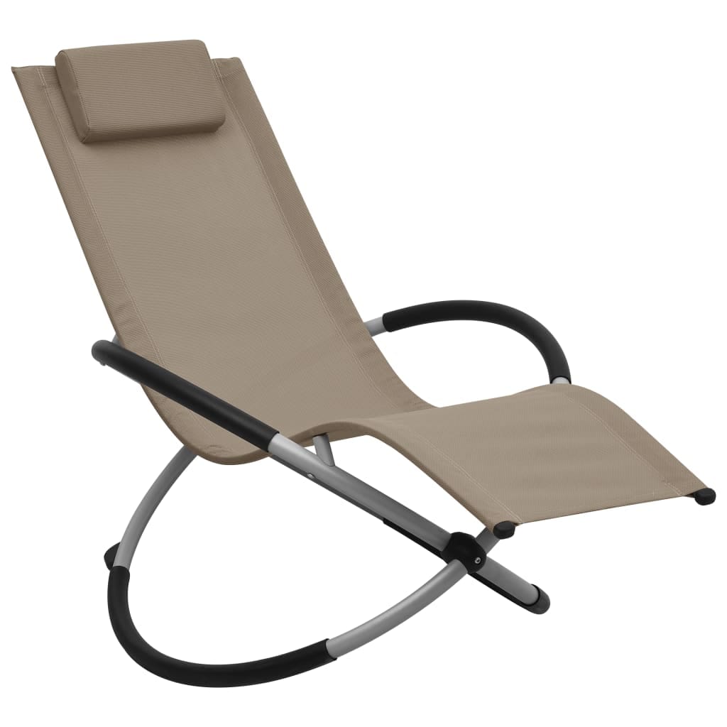 Chaise longue pliable enfant acier oreiller taupe jardin