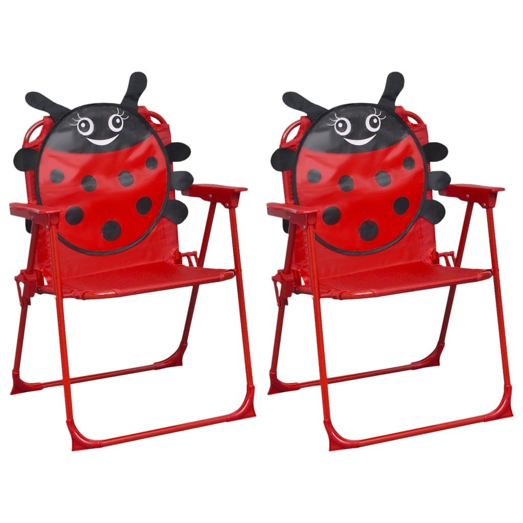 Chaises de jardin enfants 2 pcs pliables rouge polyester 38x28x50cm