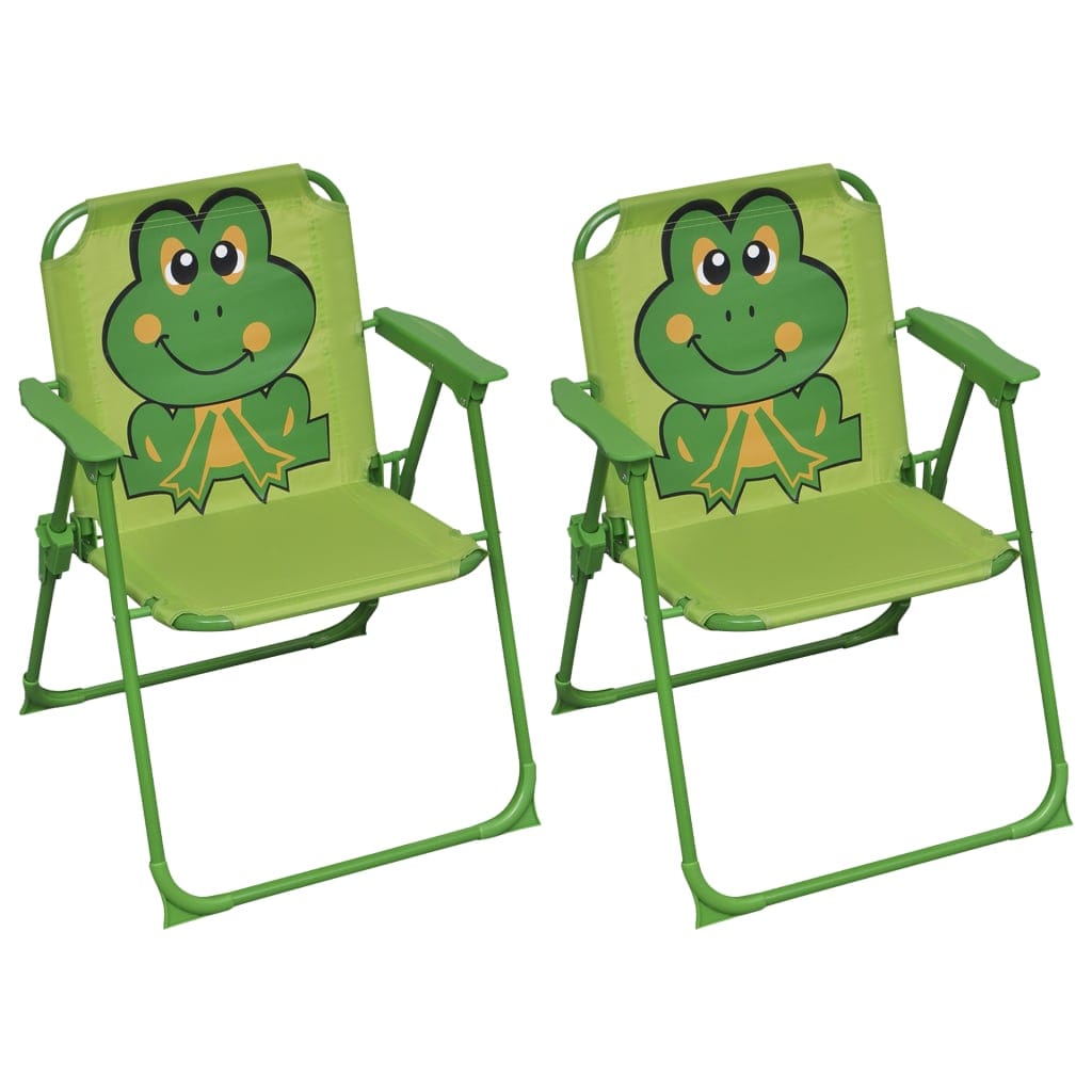 Chaises Jardin Enfants Vert Pliable Tissu 2 Pièces