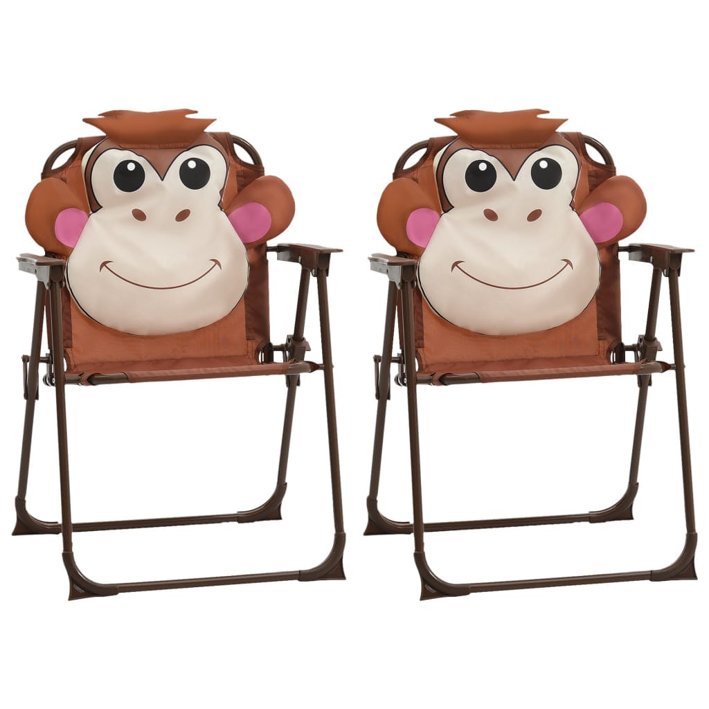 Chaises de jardin pour enfants 2 pcs pliables acier marron