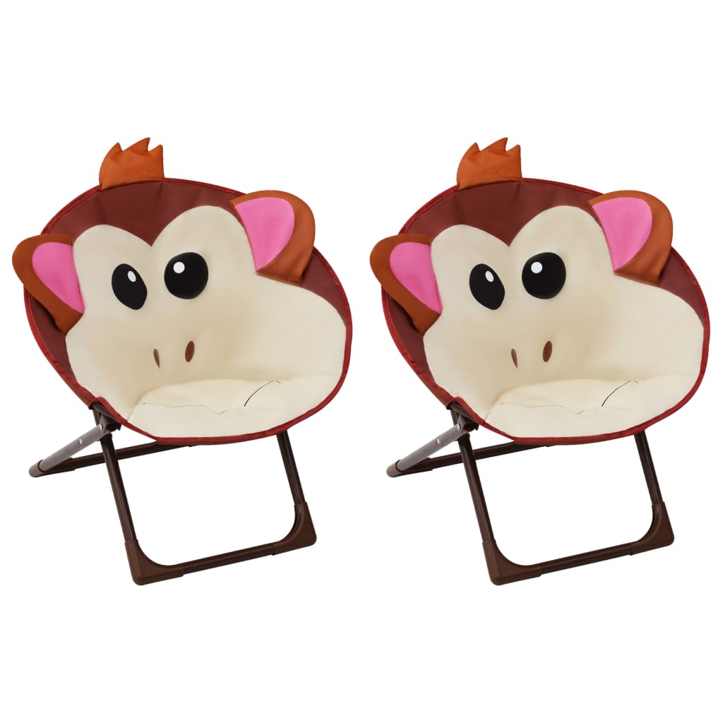 Chaises jardin enfants 2 pcs pliables marron tissu polyester acier
