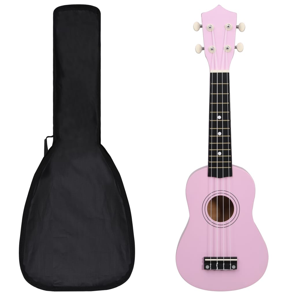 Ukulélé Soprano Rose Enfants 21 avec Sac Médiators