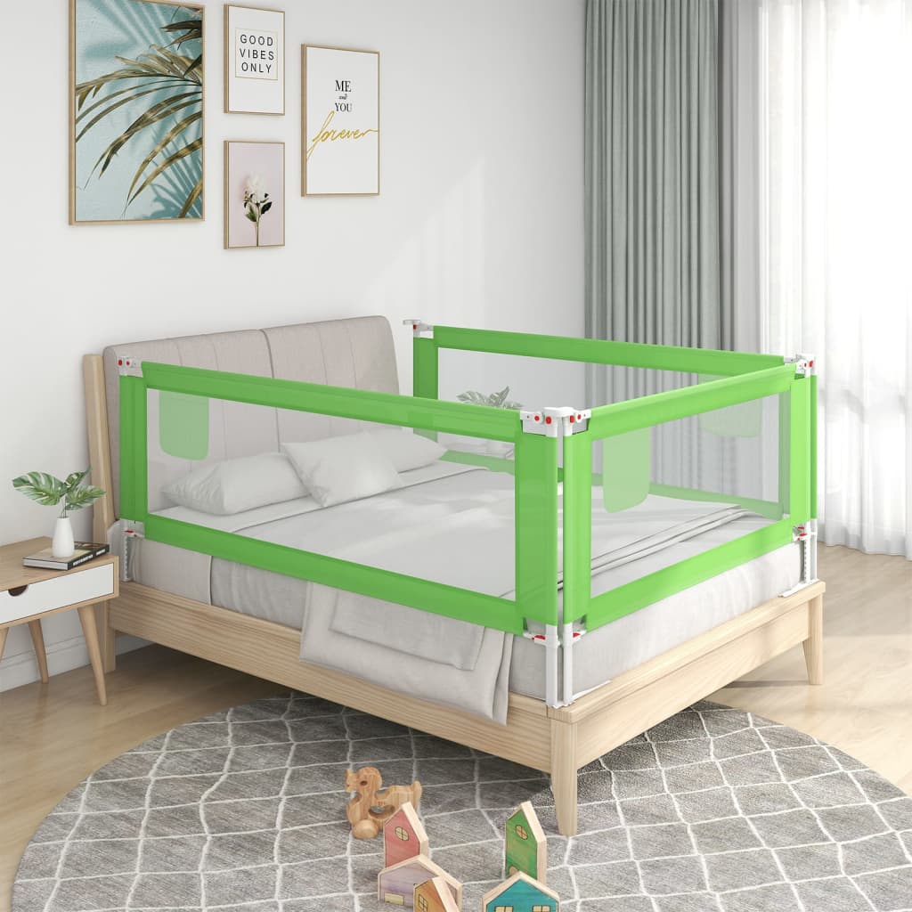 Barrière de Lit Enfant Vert 180×25 cm Sécurité Tissu