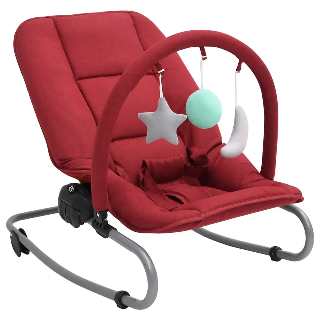 Transat bébé rouge réglable acier avec jouets inclu