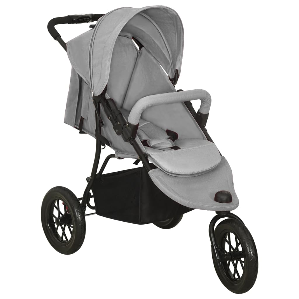 Poussette bébé pliante acier gris clair confortable et pratique