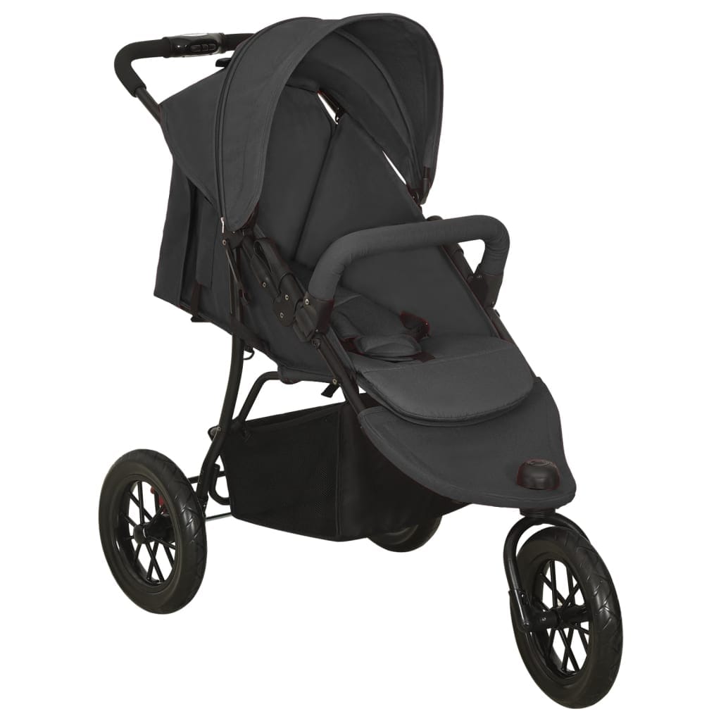 Poussette Bébé Acier Anthracite Pliante 3 Positions