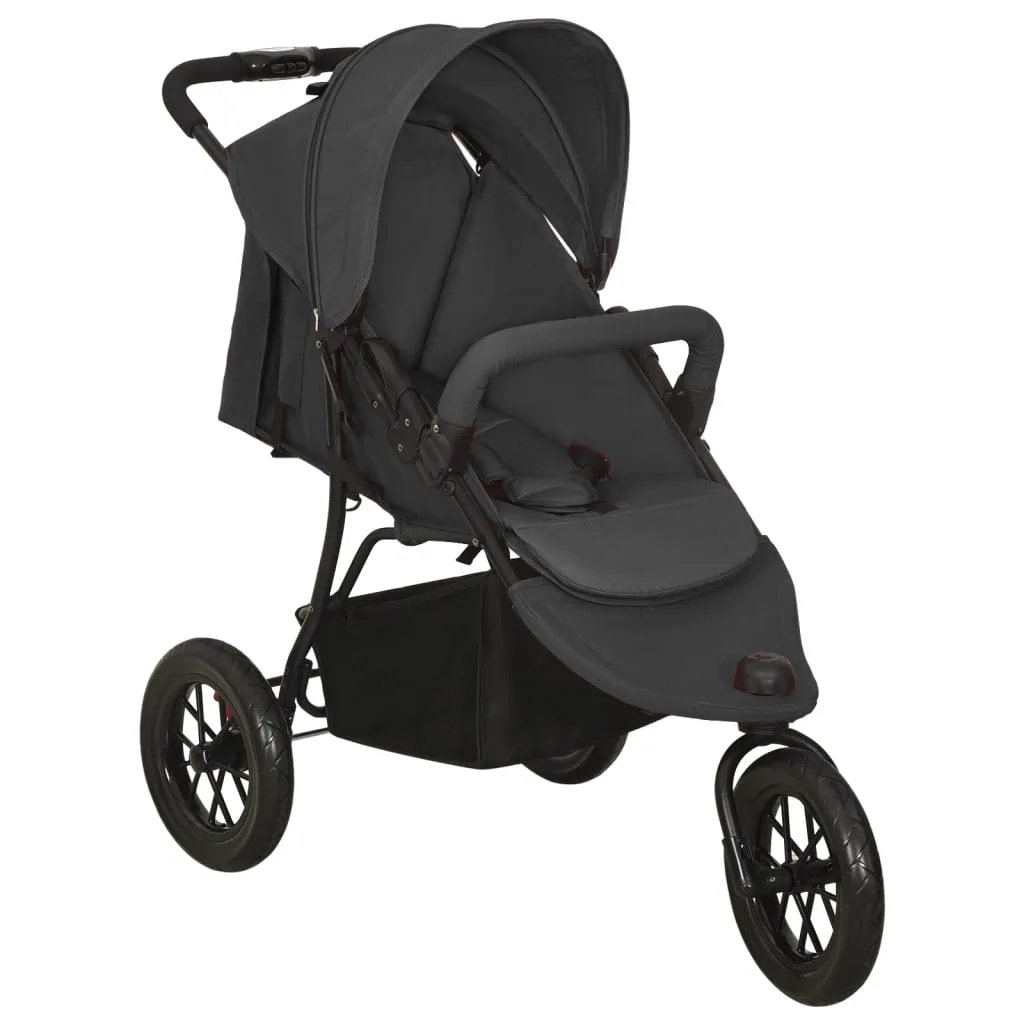 Poussette Bébé Acier Anthracite Pliante 3 Positions