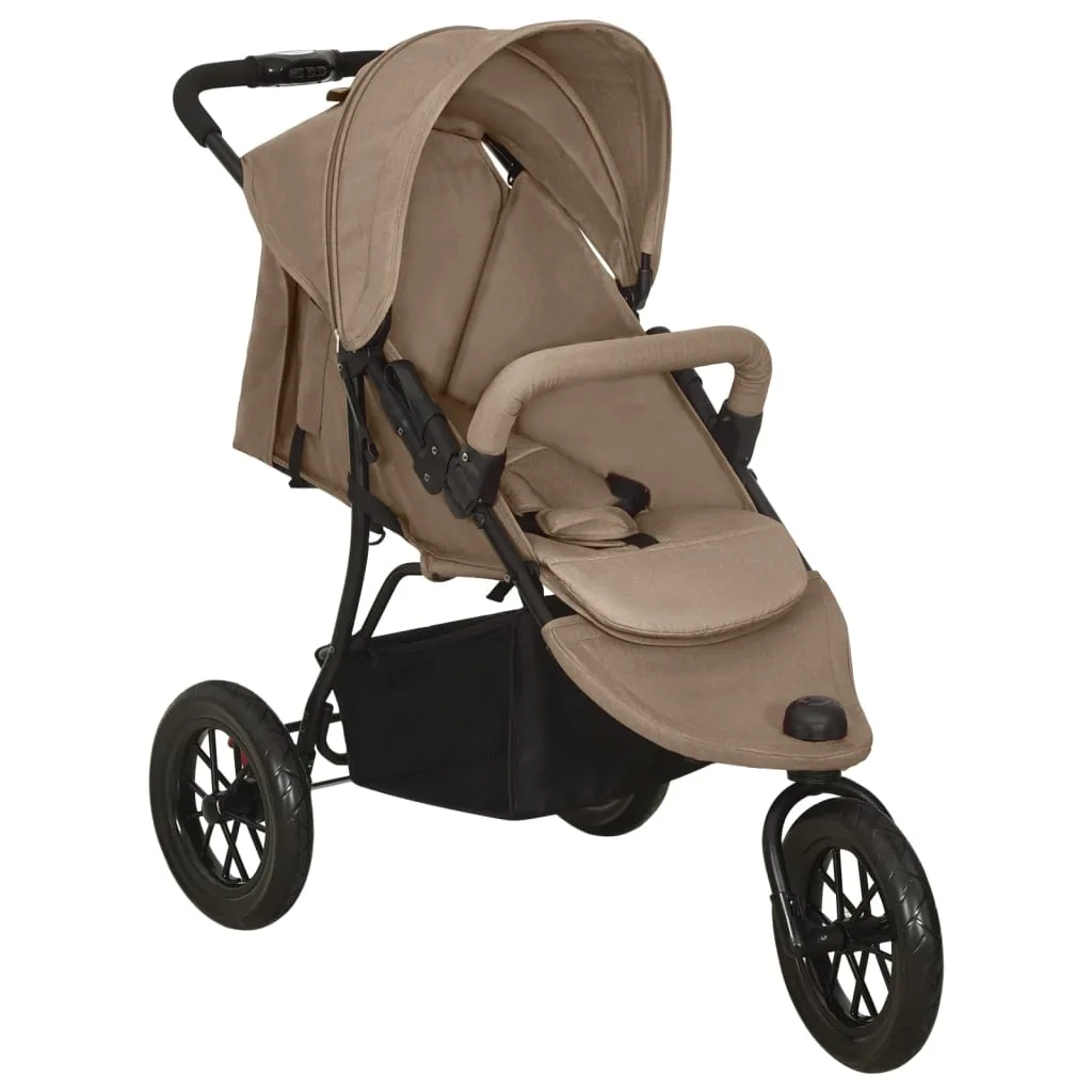Poussette Bébé Taupe Acier Pliante Multi-Positions Confort