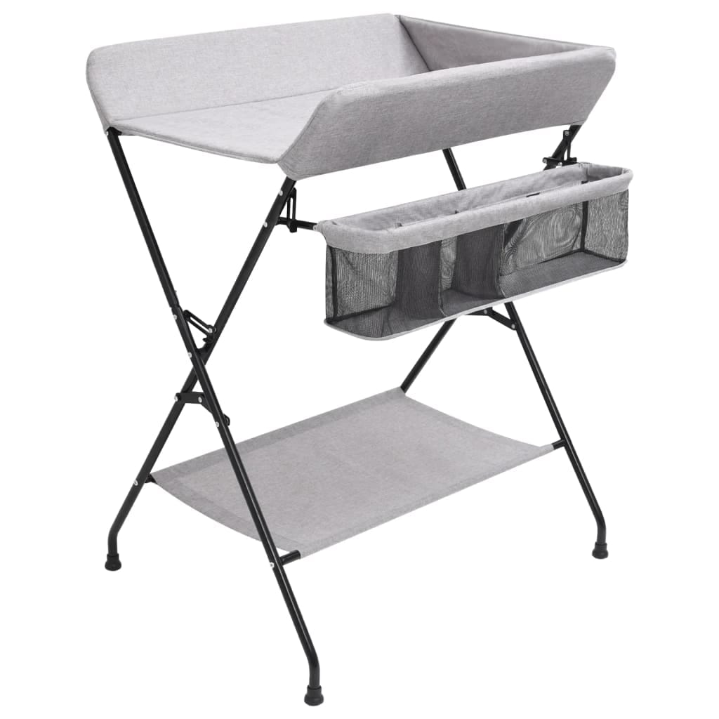 Table à Langer Pliable Gris Fer Toile – Bébé Sécurisé