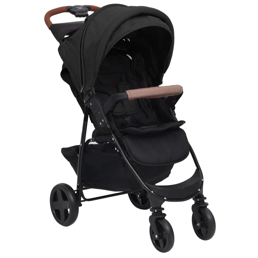 Poussette 2-en-1 Bébé Anthracite Acier Robuste Pliable