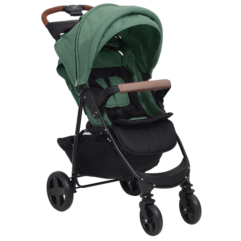 Poussette Bébé 2-en-1 Vert Acier Confortable Robuste Durable