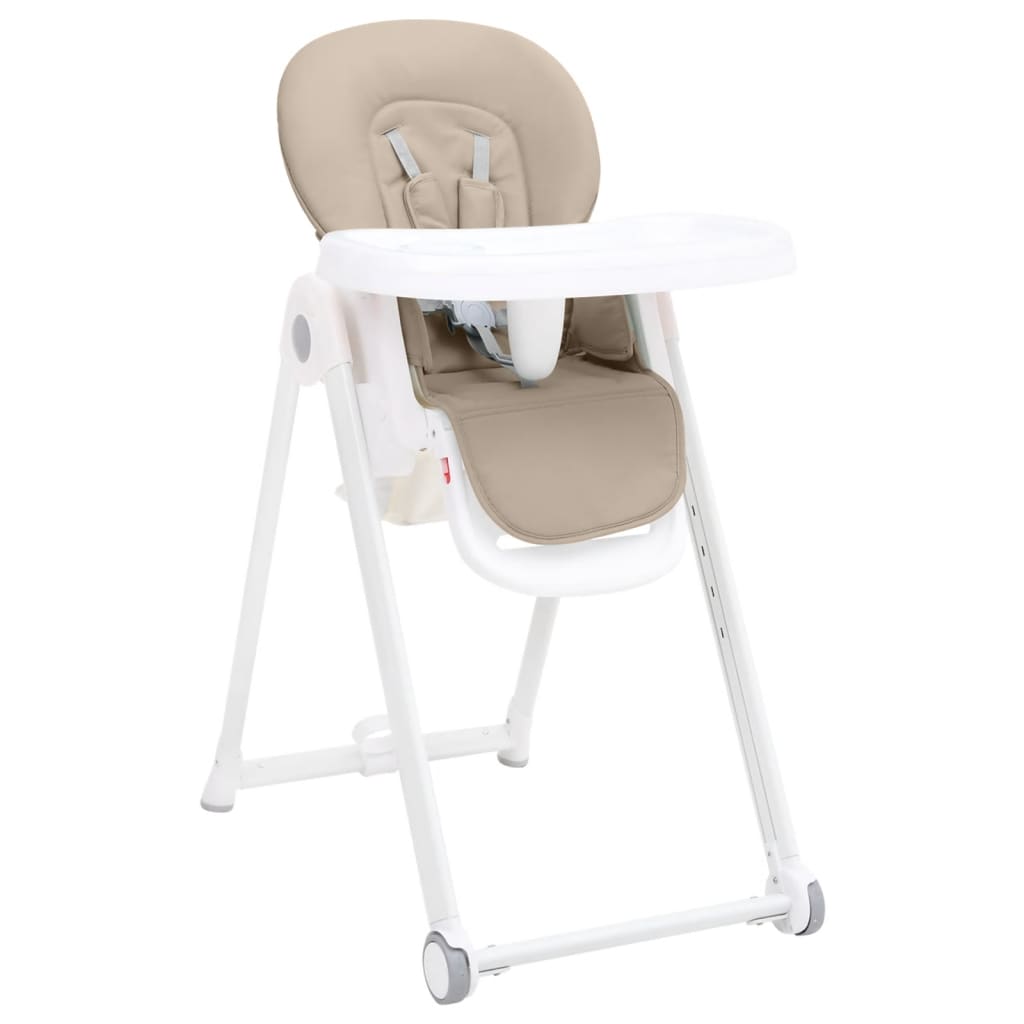 Chaise Haute Bébé Beige Aluminium Réglable Sécurisée