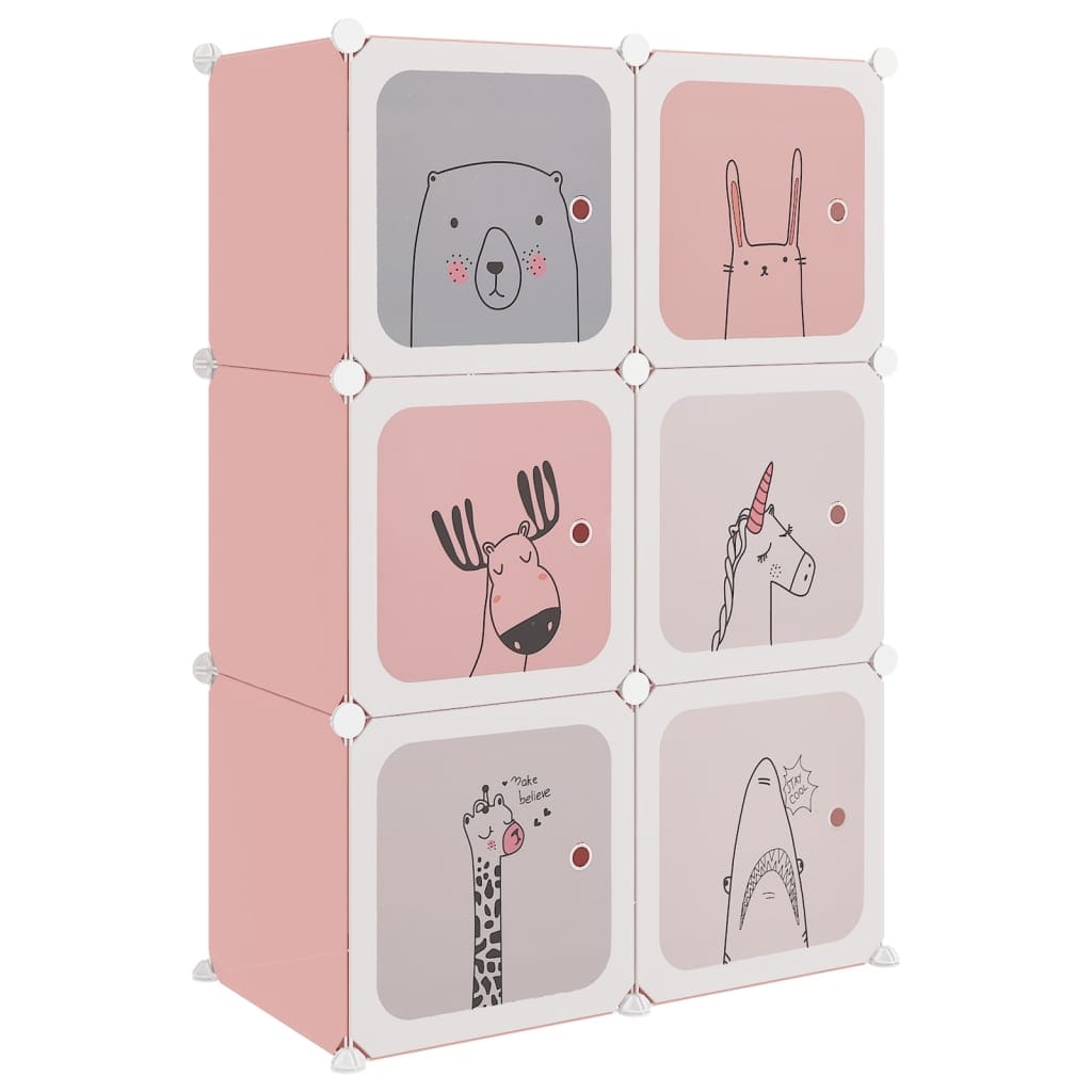 Armoire Rangement Enfants 6 Cubes Rose PP – Coffre Jouets