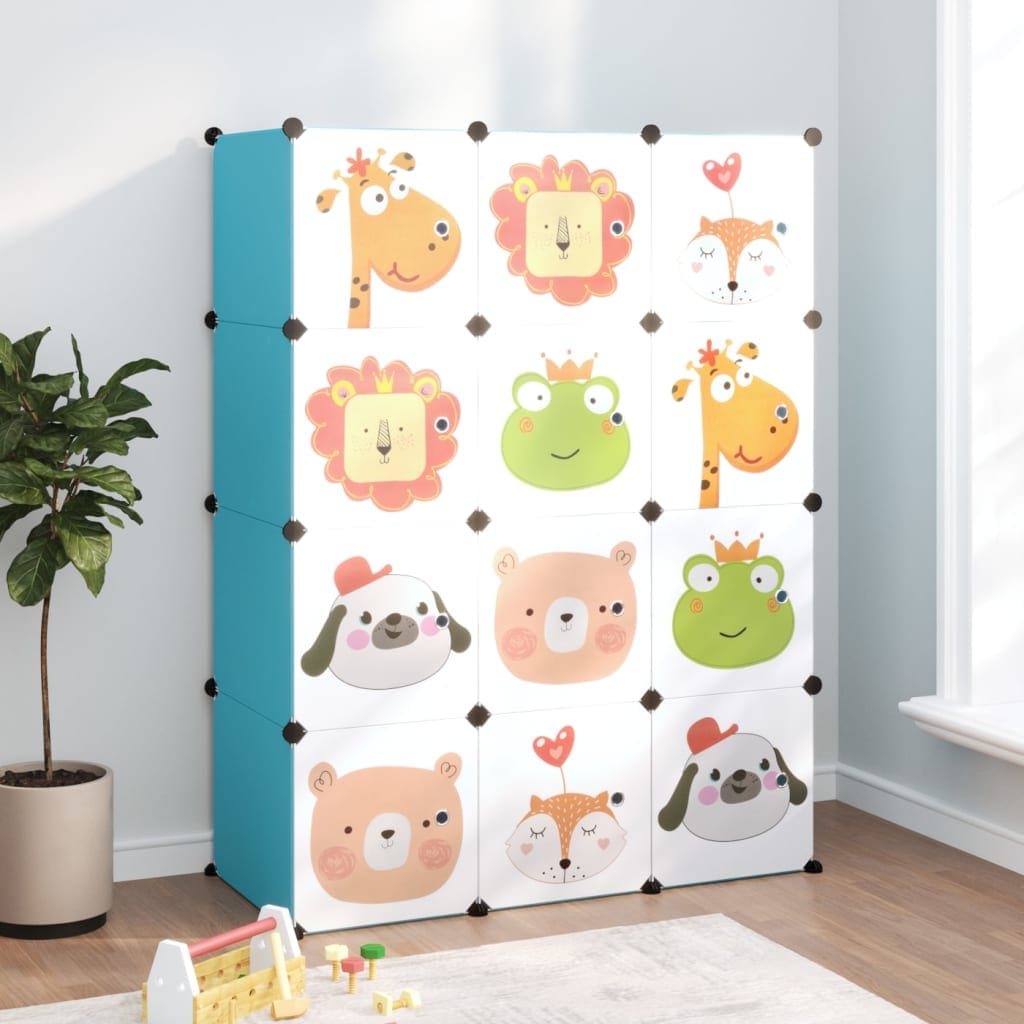 Armoire Rangement Enfants 12 Cubes Bleue Modulable – Jouets