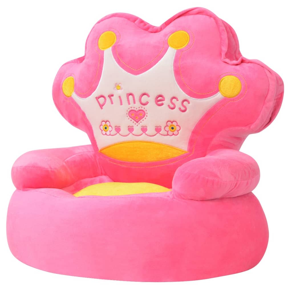 Chaise Peluche Princesse Rose – Fauteuil Enfant Confortable