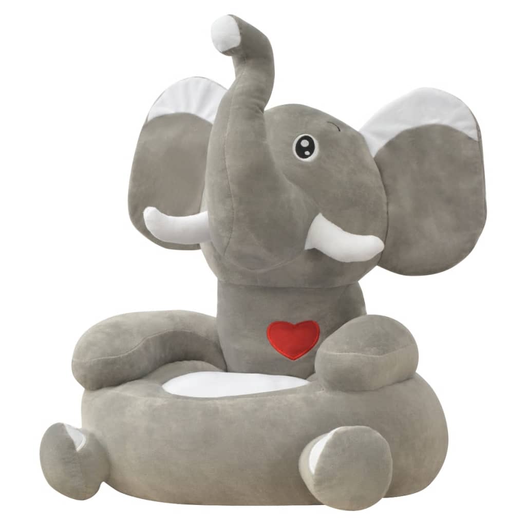 Chaise Éléphant Peluche Gris – Jouet Enfant 50x47x55cm