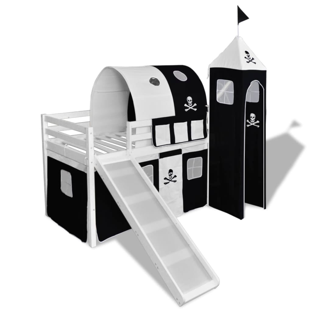 Lit mezzanine pirate toboggan échelle bois enfant
