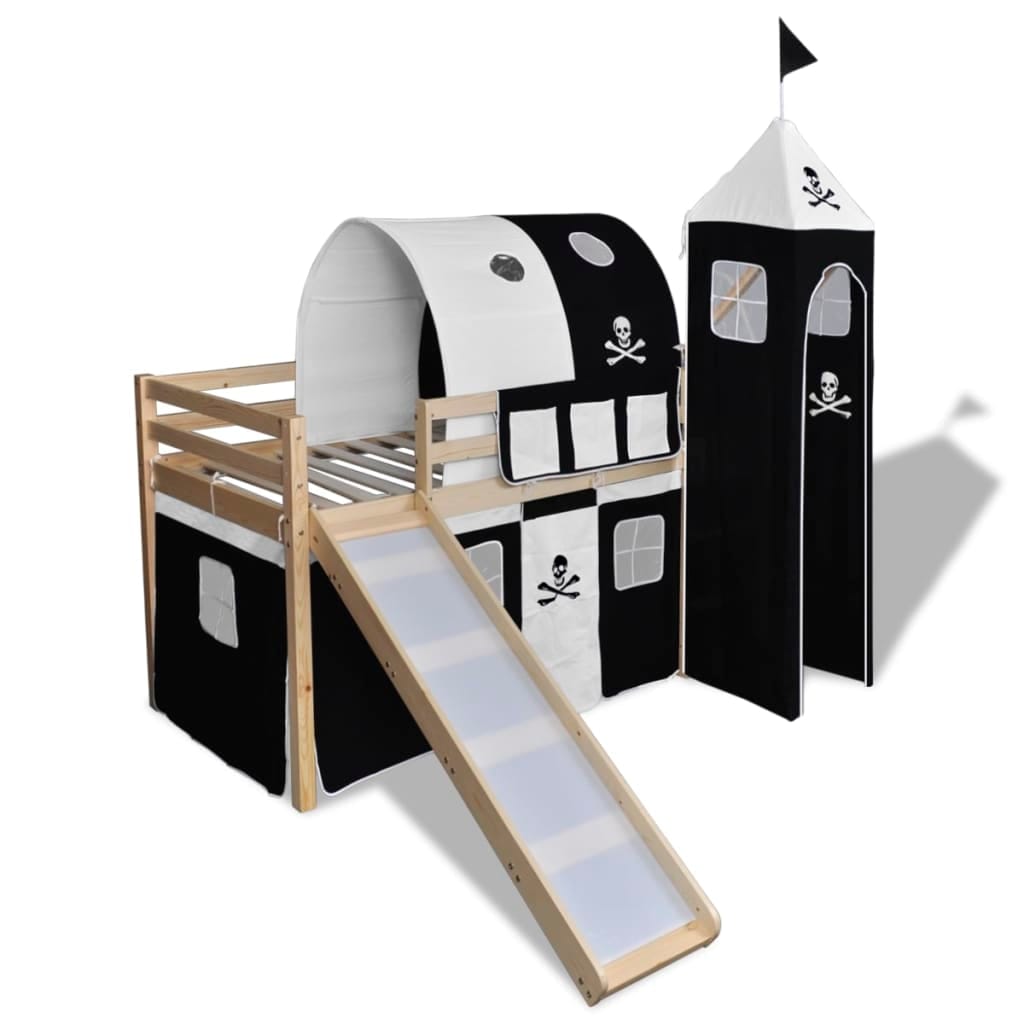 Lit Mezzanine Pirate Toboggan Echelle Tente Bois Enfant