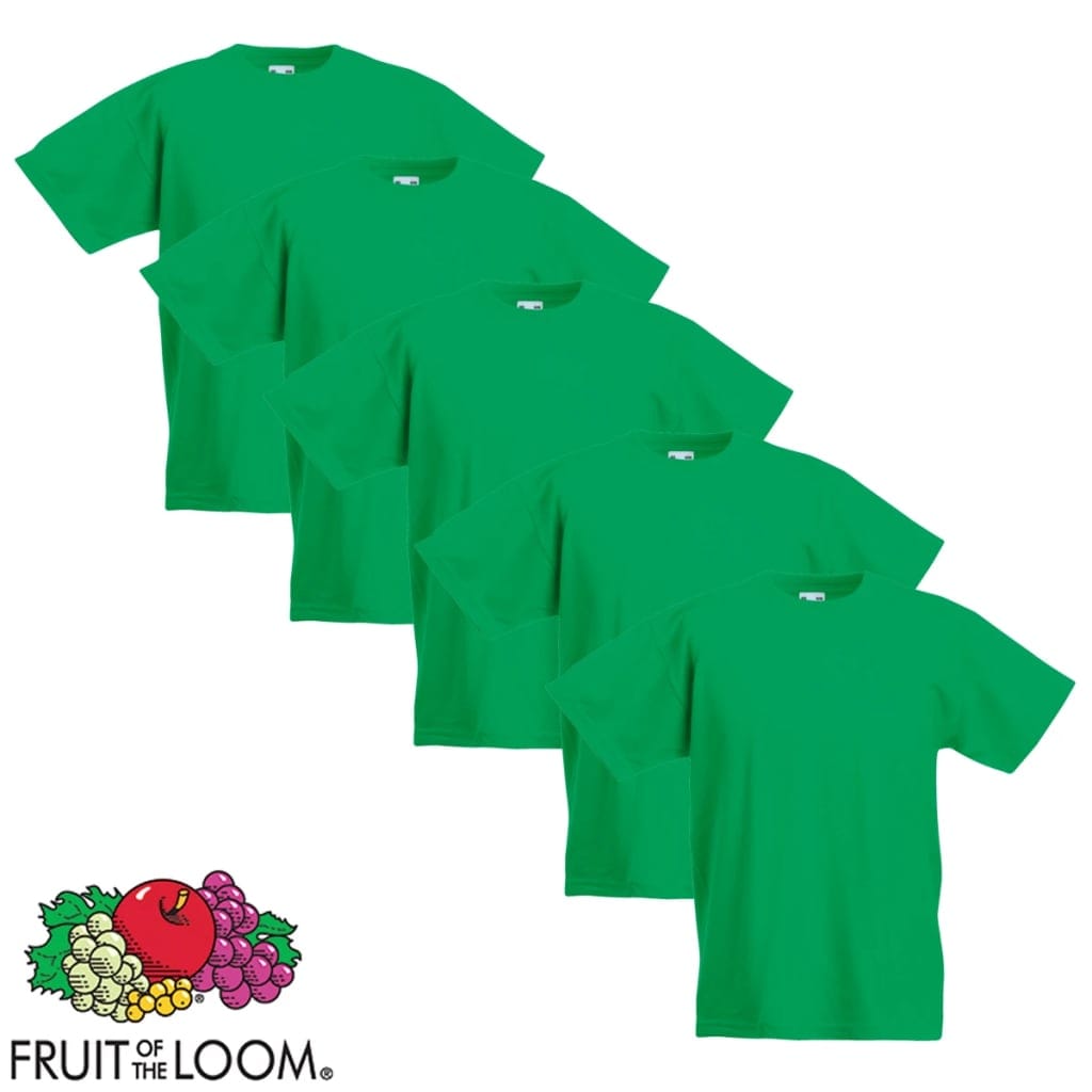 T-shirts Enfants Fruit of the Loom Vert 152 Pack 5 Coton