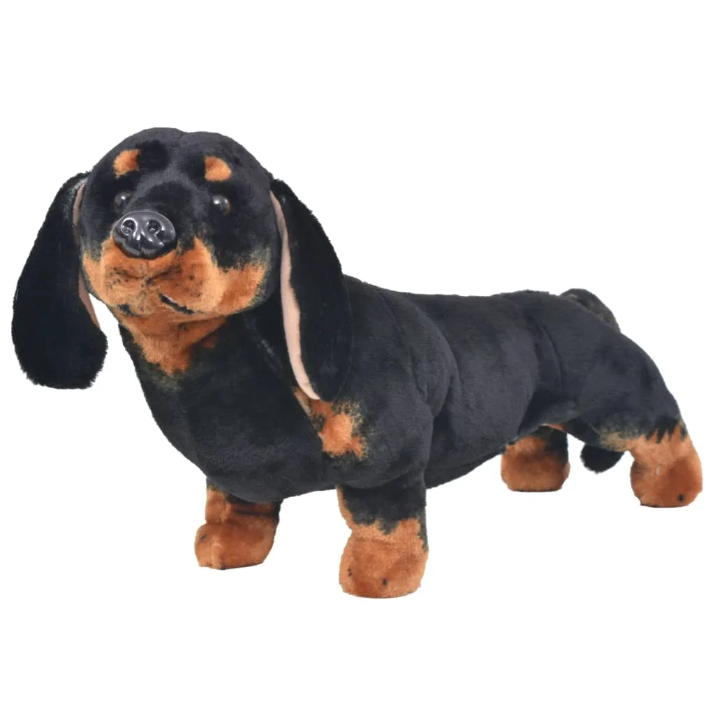 Peluche Chien Dachshund XXL Noir – Cadre Acier 58x35cm