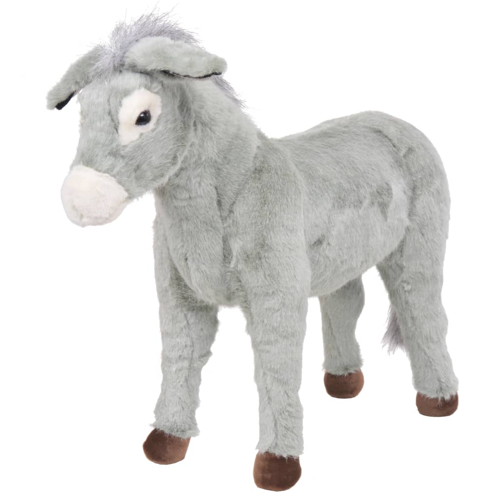 Âne Peluche XXL Gris Cadre Acier 100kg Charge Enfant