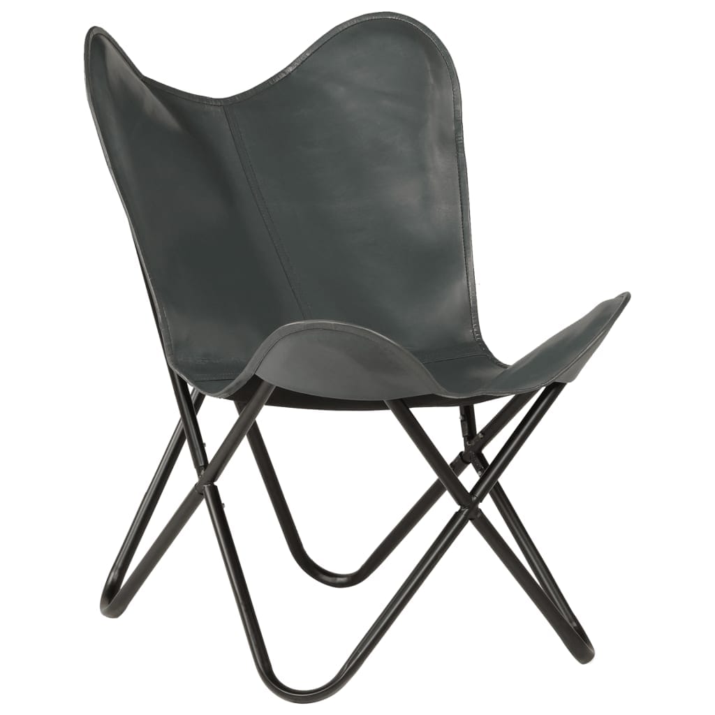 Chaise Papillon Enfant Cuir Véritable Gris Ergonomique