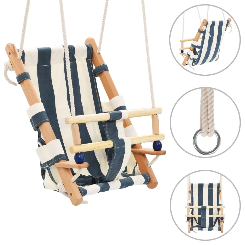 Balançoire pour Bébé Sécurité Coton Bois Bleu 6-36 Mois
