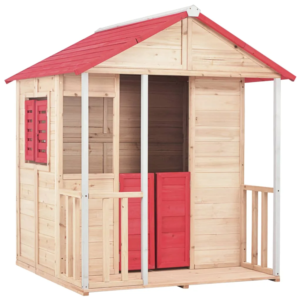 Maison de Jeu en Bois Rouge – Cabane Jardin 155cm Enfant