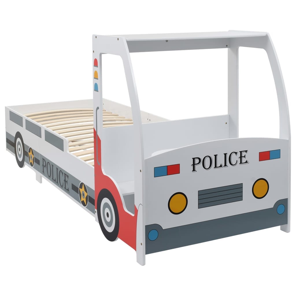 Lit Voiture Police Enfants avec Bureau Intégré 90×200 cm