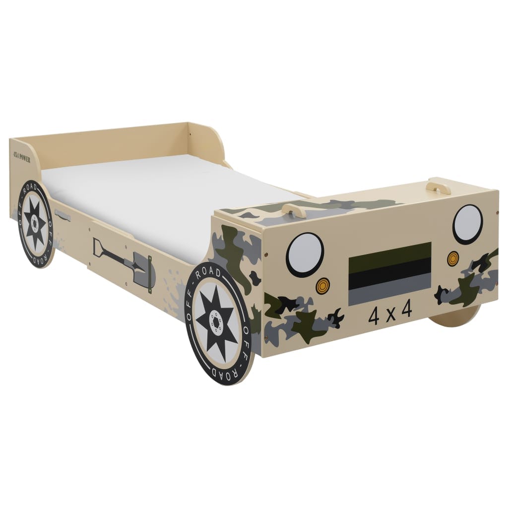 Lit tout-terrain enfant 90×200 camouflé roues 39.5cm
